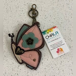 NWT CHALA Coin Purse Butterfly Keychain Fob with Brass